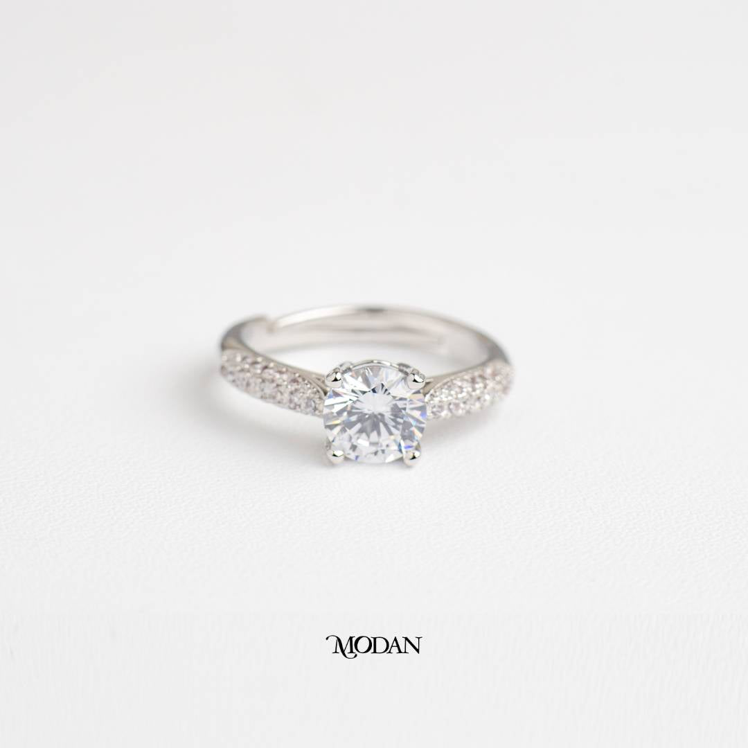 Simple Micro Paved Round Ring Cincin Pesta Simple Hypoallergenic Gold Plated