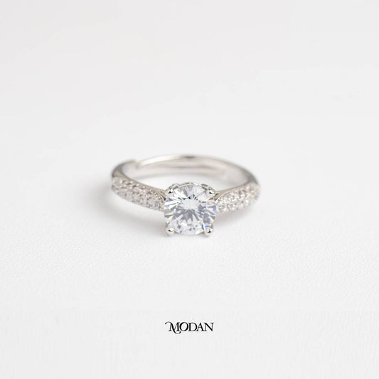 Simple Micro Paved Round Ring Cincin Pesta Simple Hypoallergenic Gold Plated