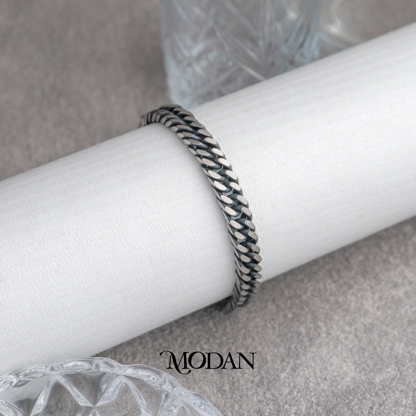 (22cm) Titanium Antique Miami Cuban Chain Men’s Bracelet Gelang Rantai Pria Hypoallergenic Stainless Steel