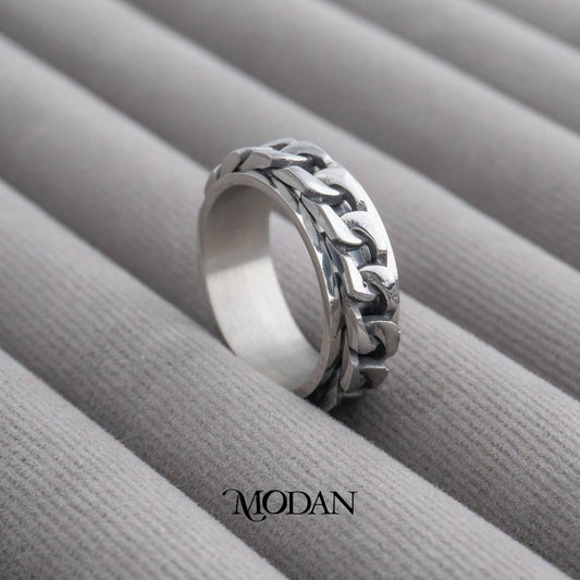 Men's Cuban Chain Ring Cincin Pria Rantai Cuban Hypoallergenic Stainless Steel