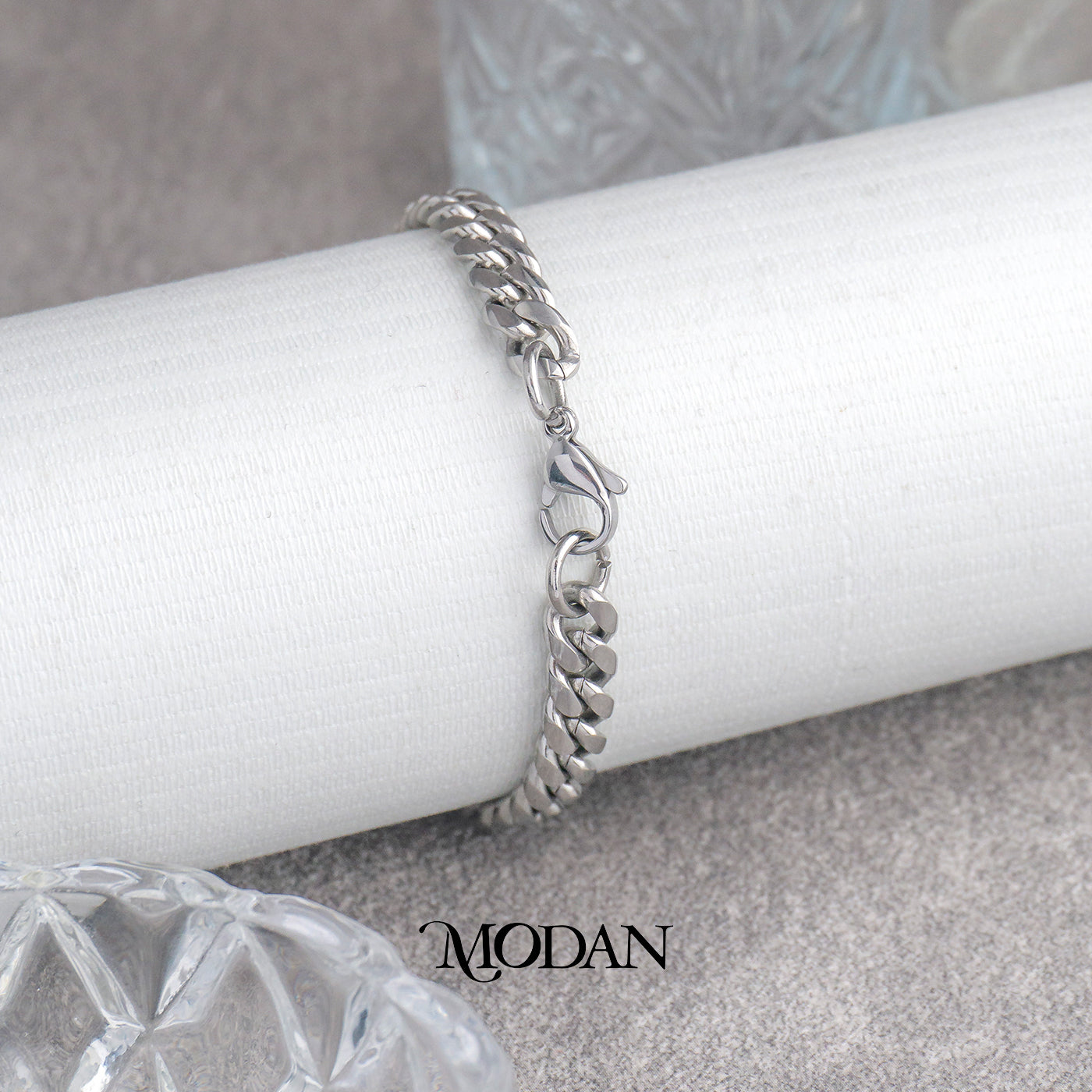 (21cm) Titanium Antique Miami Cuban Chain Men’s Bracelet Gelang Rantai Pria Hypoallergenic Stainless Steel