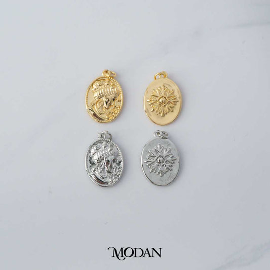 Double Sided Lady Flower Vintage DIY Charm Liontin Perempuan Bunga Hypoallergenic Gold Plated