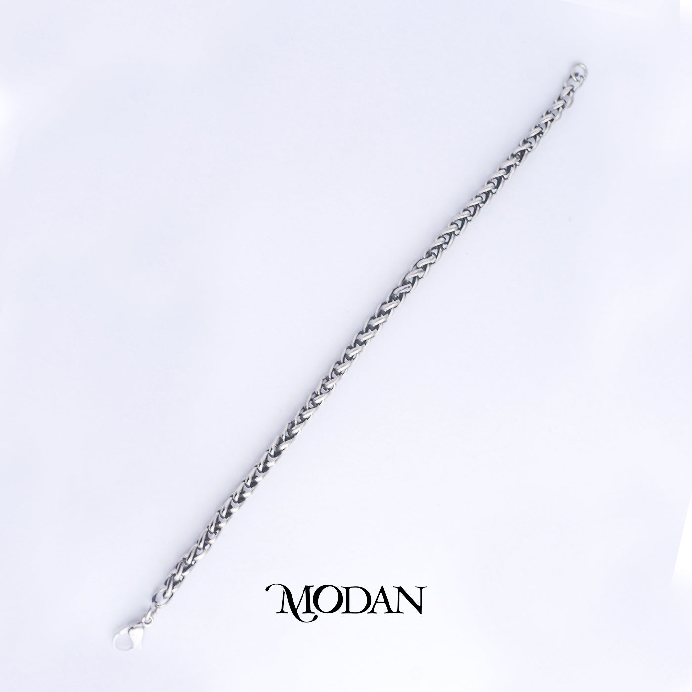 (21cm) Titanium Braided Rope Chain Men’s Bracelet Gelang Rantai Pria Hypoallergenic Stainless Steel