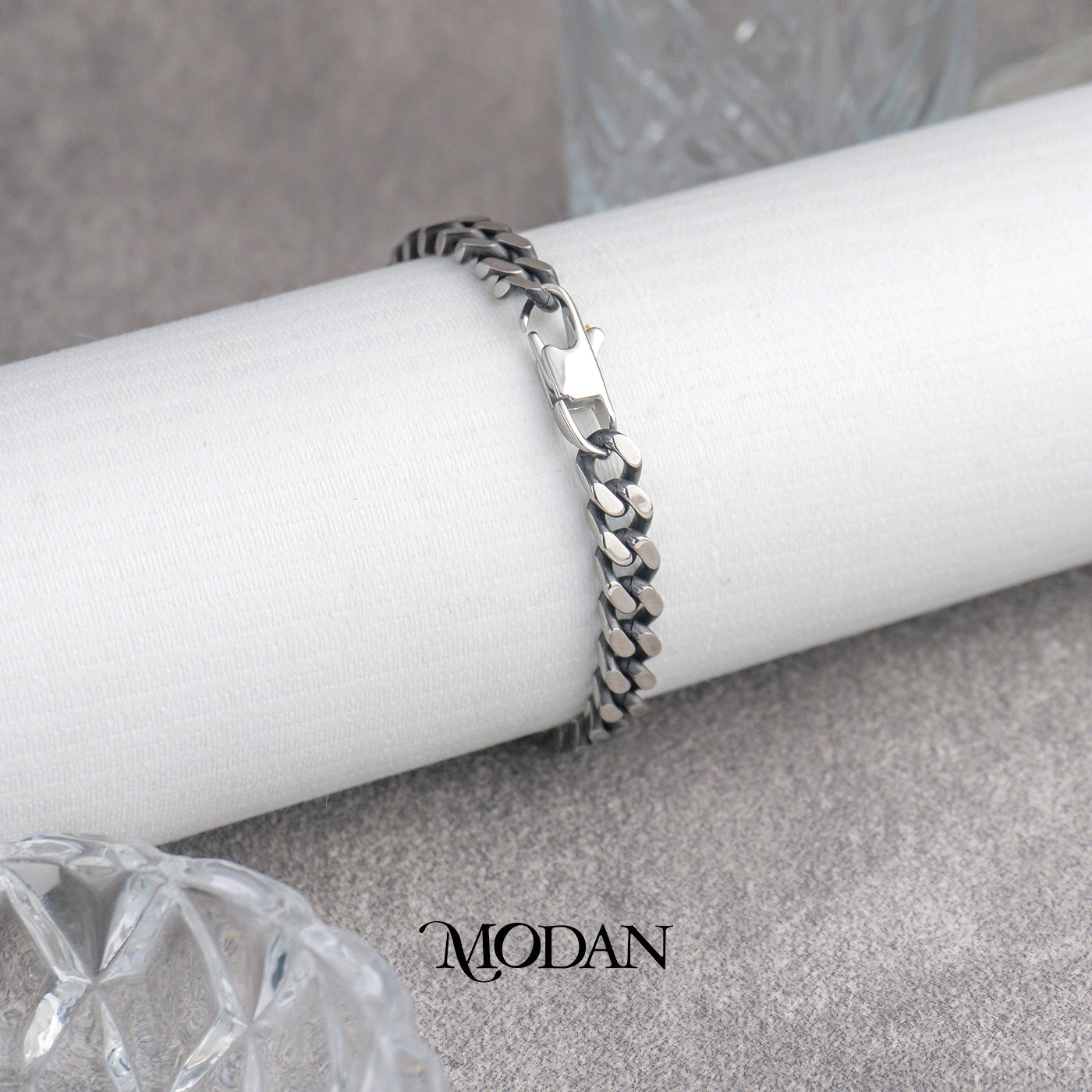 (22.5cm) Titanium Cuban Chain Men’s Bracelet Gelang Rantai Pria Hypoallergenic Stainless Steel