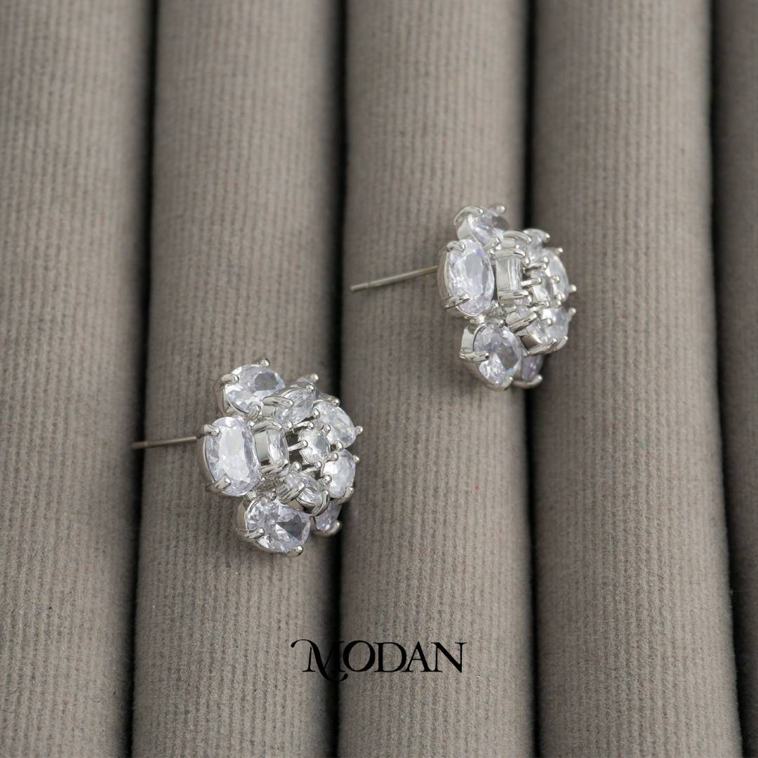 (17mm) Wedding Rose Flower Marquise Zirconia Stud Earrings Anting Tusuk Bunga Pernikahan Hypoallergenic Gold Plated