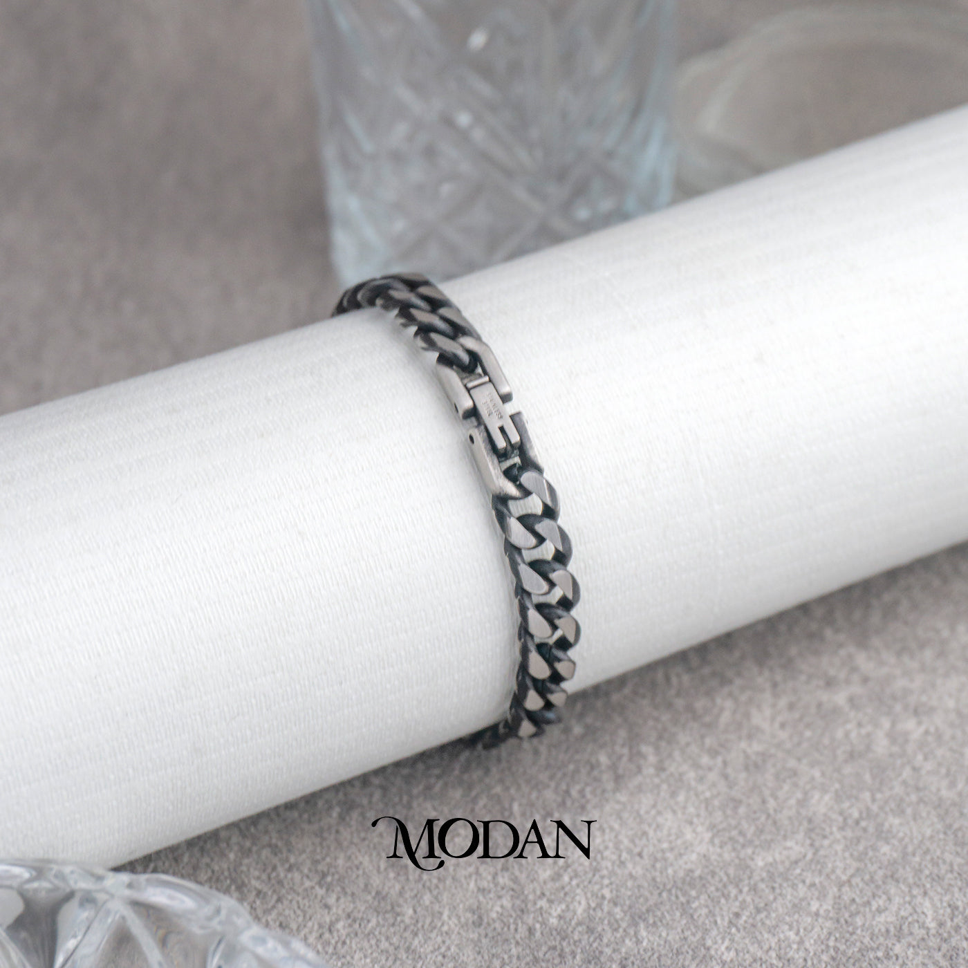 (21cm) Titanium Cuban Chain Men’s Bracelet Gelang Rantai Pria Hypoallergenic Stainless Steel