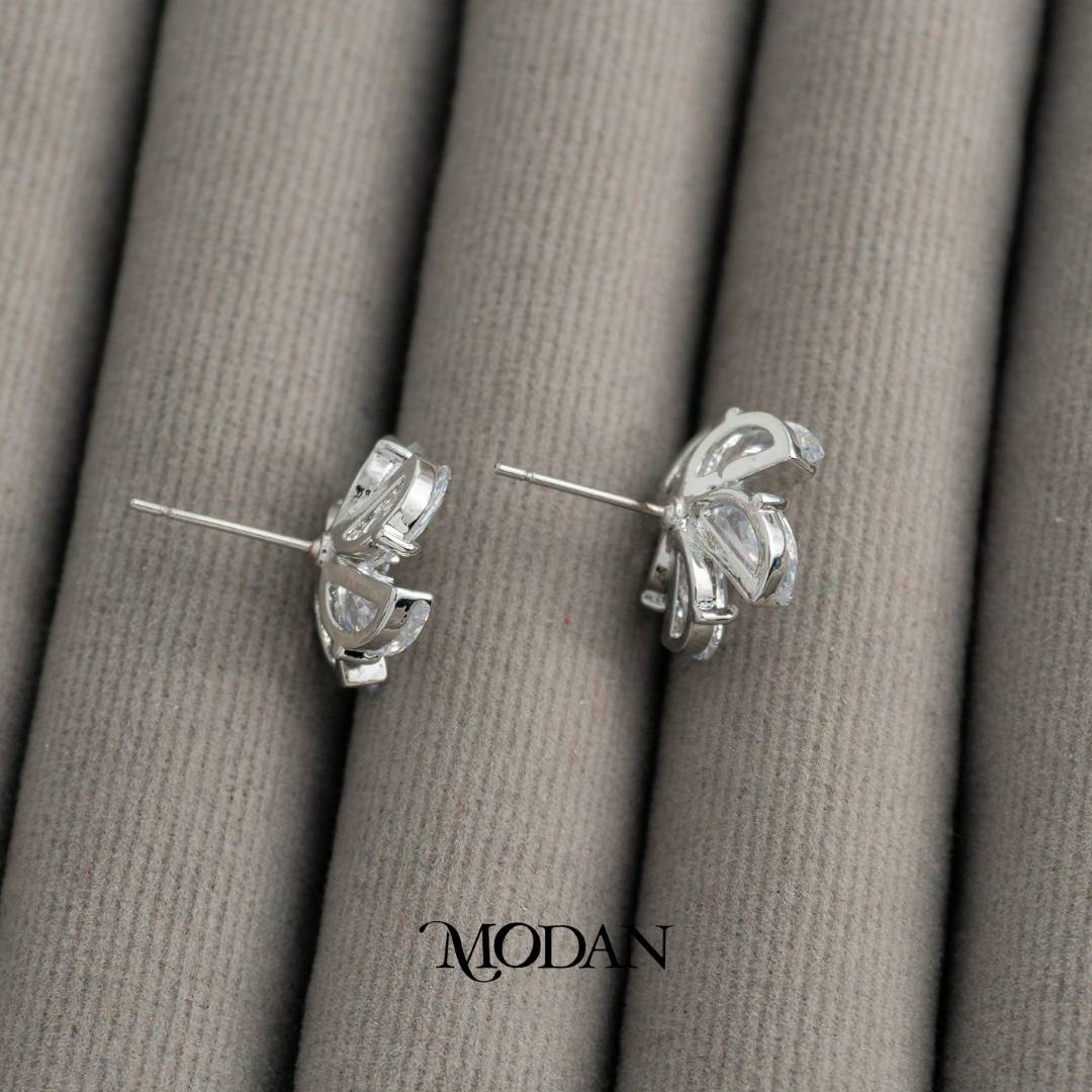 (15mm) Wedding Flower Zirconia Stud Earrings Anting Tusuk Bunga Pernikahan Hypoallergenic Gold Plated