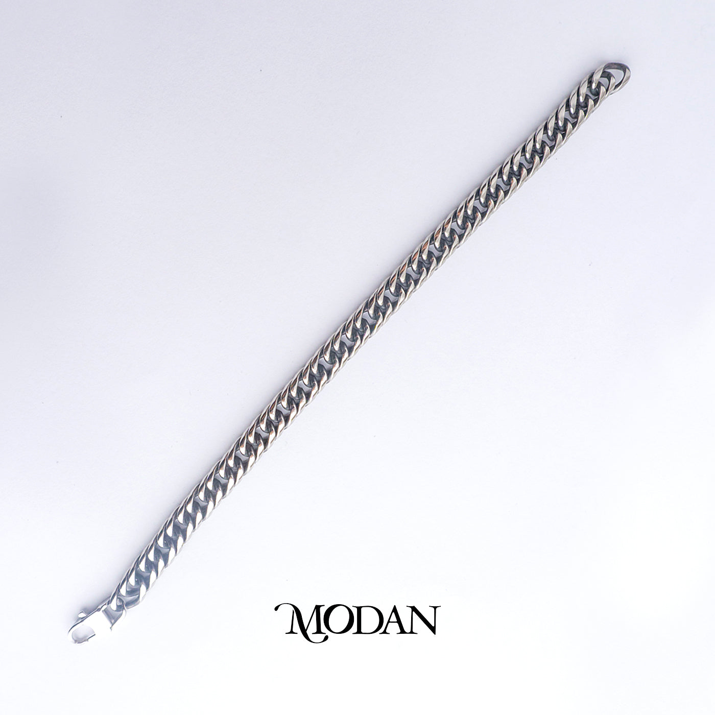 (21.5cm) Titanium Antique Statement Miami Cuban Chain Men’s Bracelet Gelang Rantai Pria Hypoallergenic Stainless Steel