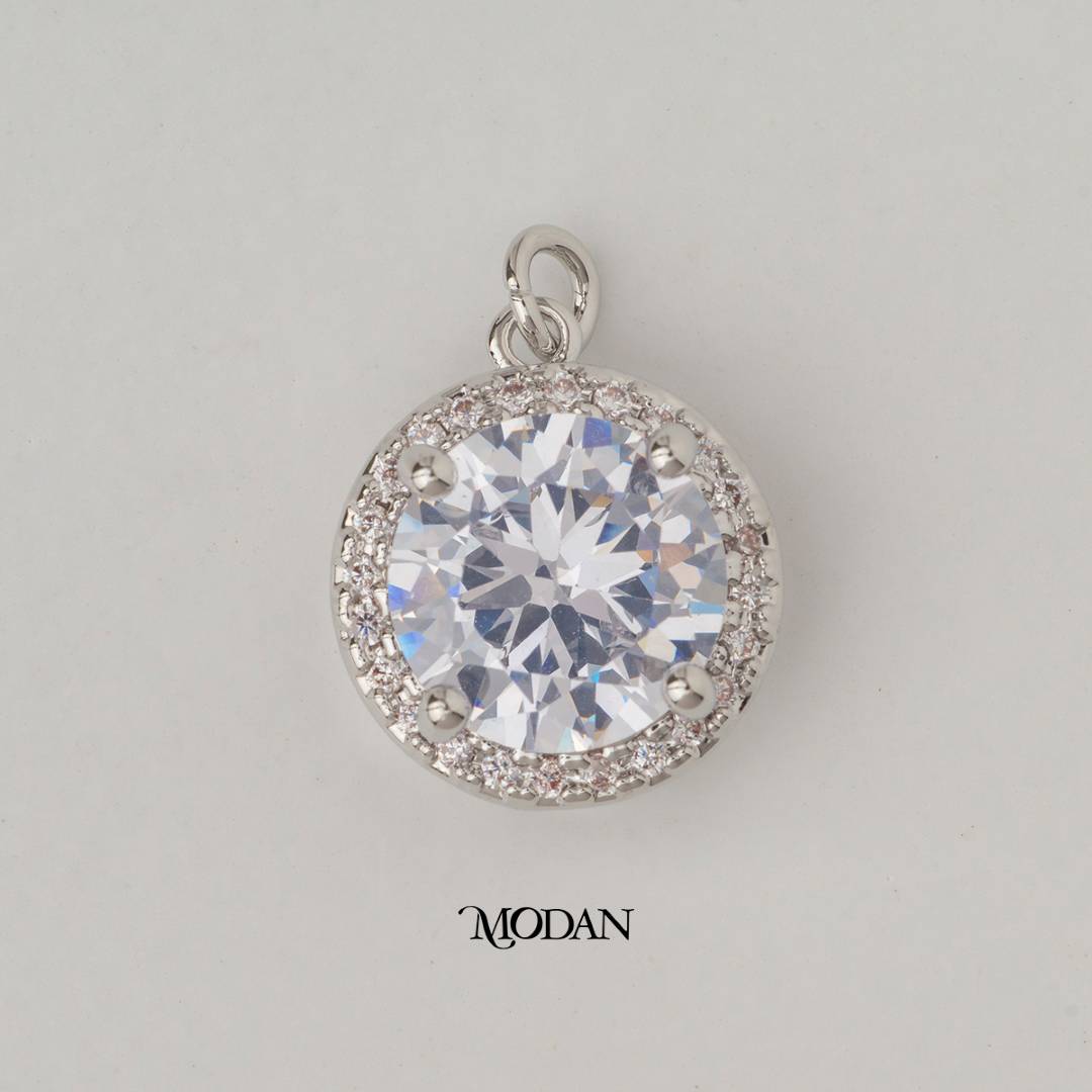 Round Halo DIY Charm Liontin Pesta Elegant Hypoallergenic Gold Filled