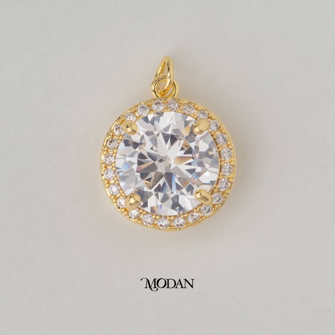 Round Halo DIY Charm Liontin Pesta Elegant Hypoallergenic Gold Filled