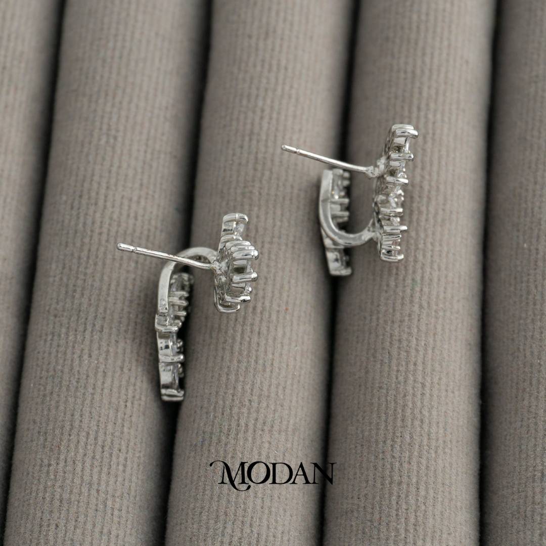 Cluster Leaf Marquise Zirconia Earcuff Anting Earcuff Tusuk Daun Pesta Hypoallergenic Gold Plated