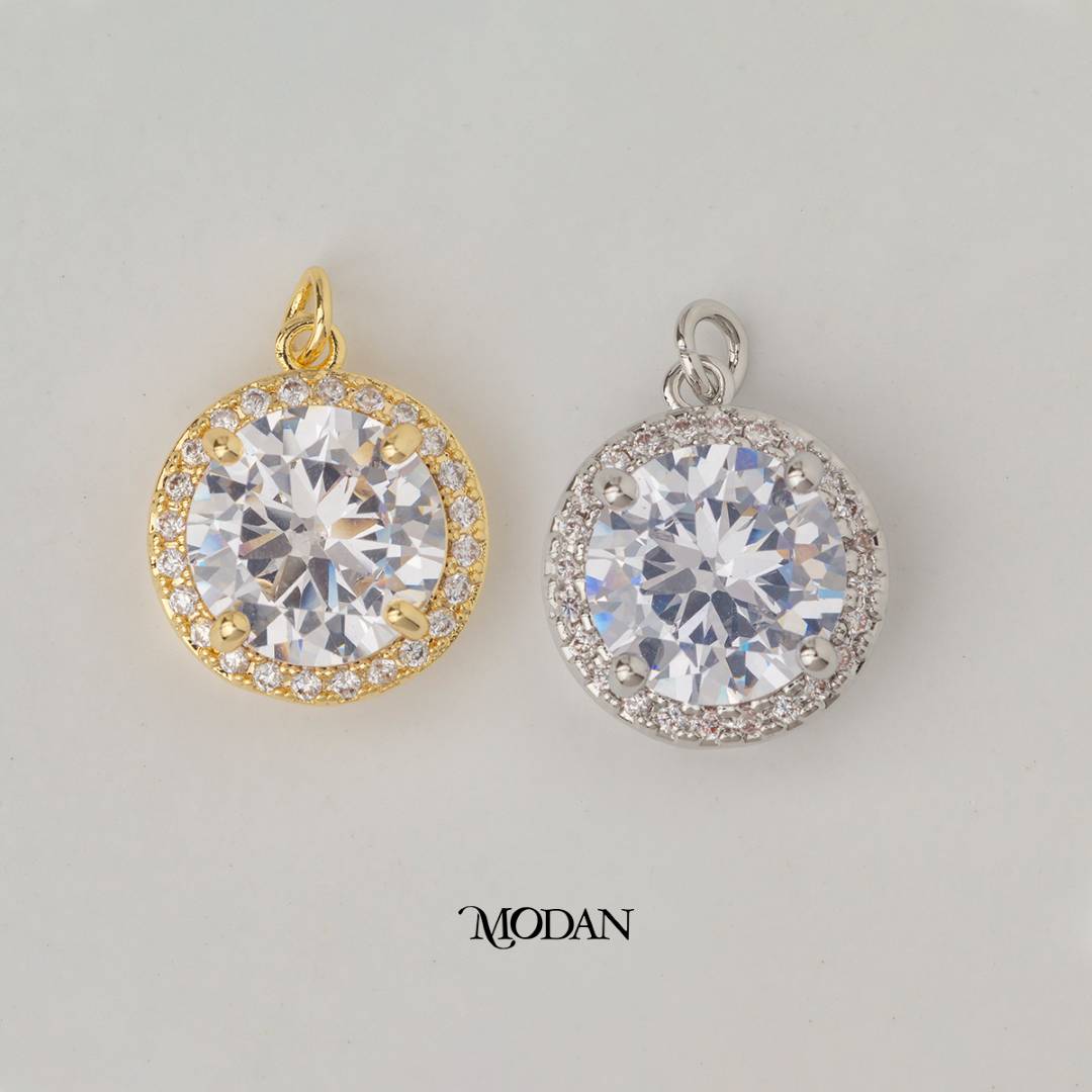 Round Halo DIY Charm Liontin Pesta Elegant Hypoallergenic Gold Filled