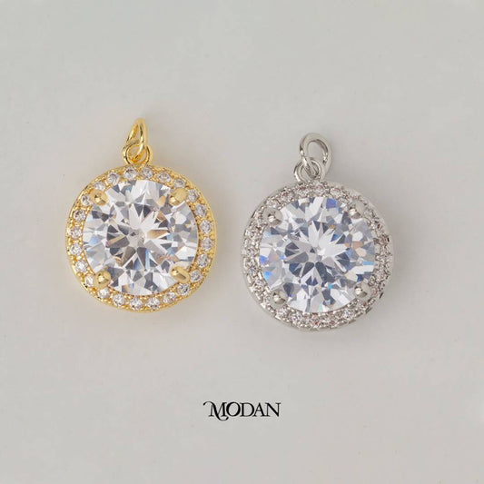 Round Halo DIY Charm Liontin Pesta Elegant Hypoallergenic Gold Filled