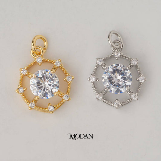 Bridal Round Geometric DIY Charm Liontin Bulat Pesta Hypoallergenic Gold Plated
