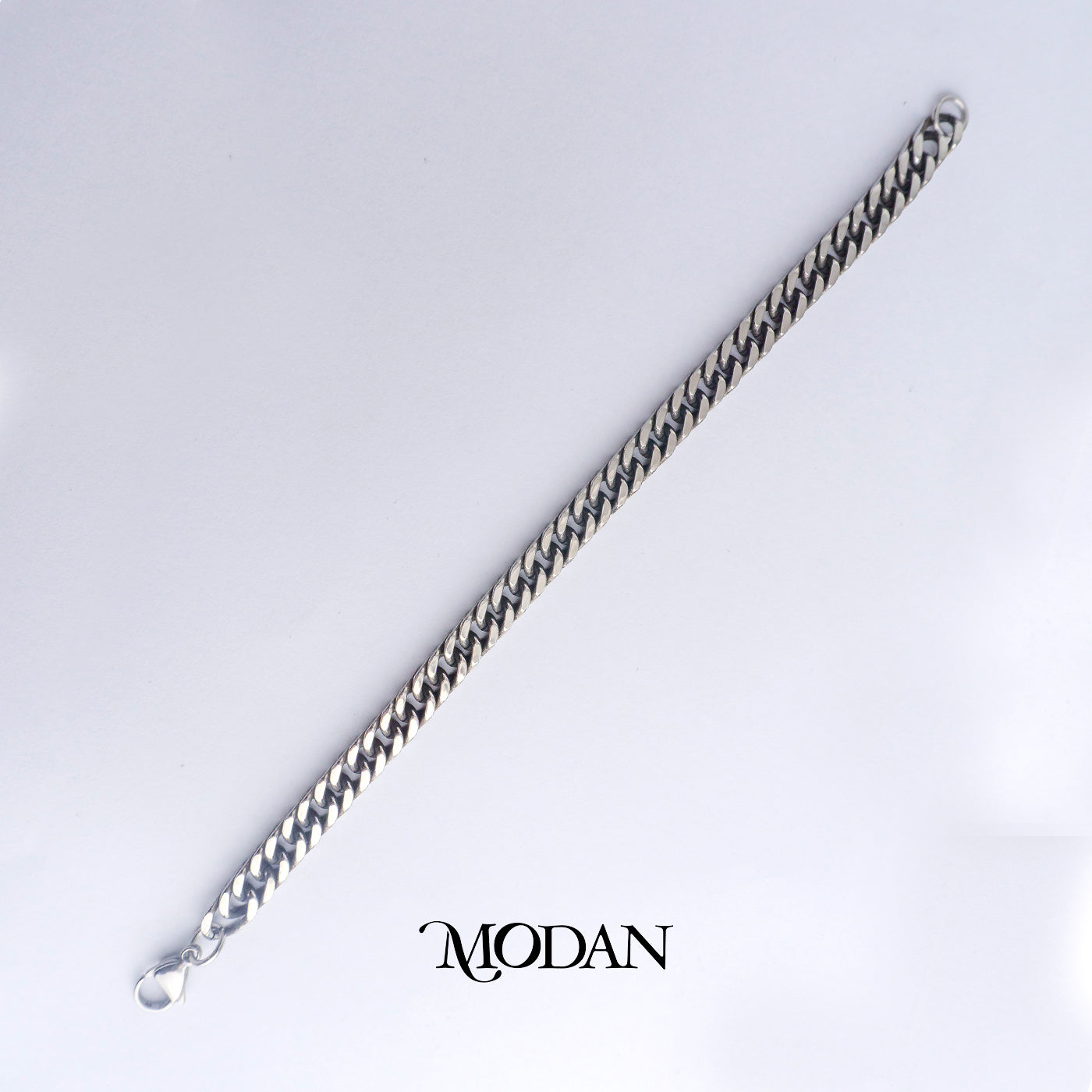 (21cm) Titanium Antique Statement Miami Cuban Chain Men’s Bracelet Gelang Rantai Pria Hypoallergenic Stainless Steel