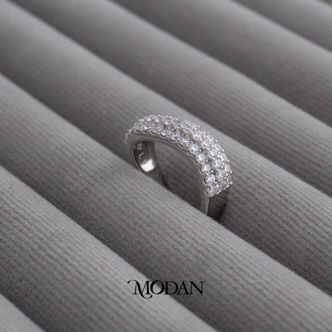 Micro Paved Swirl Ring Cincin Model Swirl Hypoallergenic Gold Plated