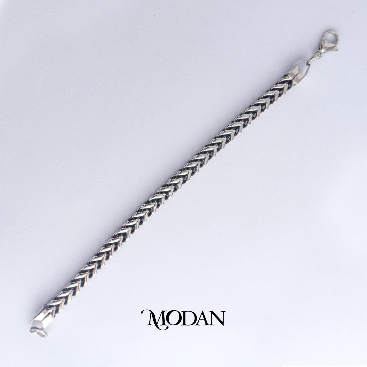 (18.5cm) Titanium Square Foxtail Chain Men’s Bracelet Gelang Rantai Pria Hypoallergenic Stainless Steel