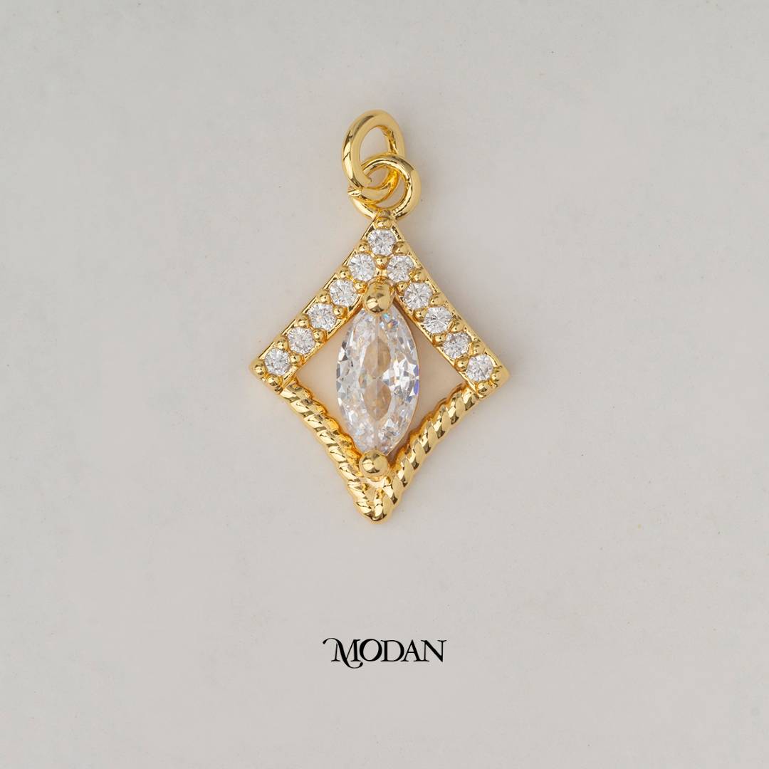Mini Rhombus DIY Charm Liontin Belah Ketupat Pesta Hypoallergenic Gold Filled