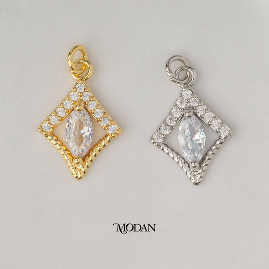 Mini Rhombus DIY Charm Liontin Belah Ketupat Pesta Hypoallergenic Gold Filled