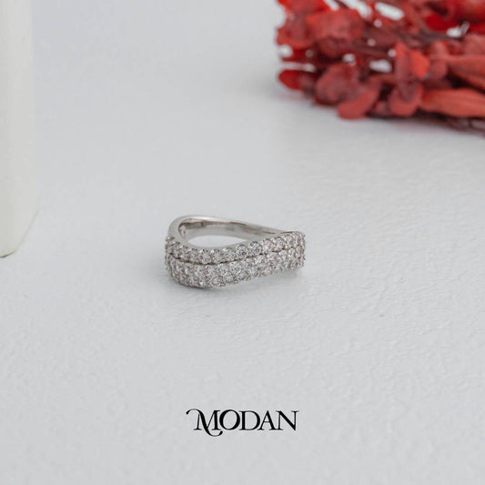 Micro Paved Swirl Ring Cincin Model Swirl Hypoallergenic Gold Plated
