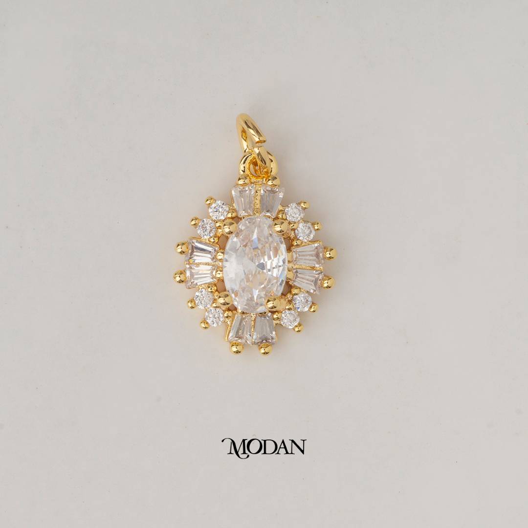 Mini Oval Baguette DIY Charm Liontin Oval Pesta Hypoallergenic Gold Plated