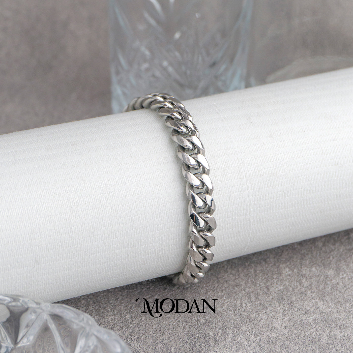(21cm)(8mm) Titanium Miami Cuban Chain Men’s Bracelet Gelang Rantai Pria Hypoallergenic Stainless Steel