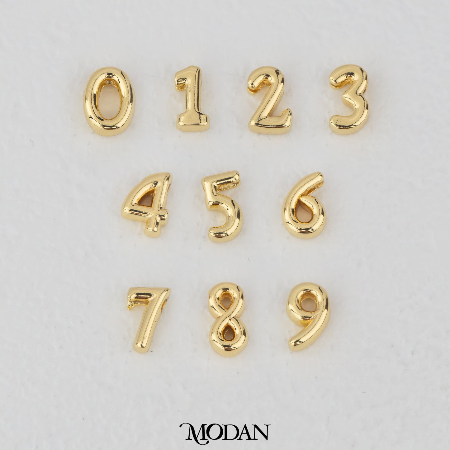 Mini Plain Numbers DIY Beads Charm Manik Liontin Kalung/Gelang Angka 0-9 Polos Hypoallergenic Gold Filled