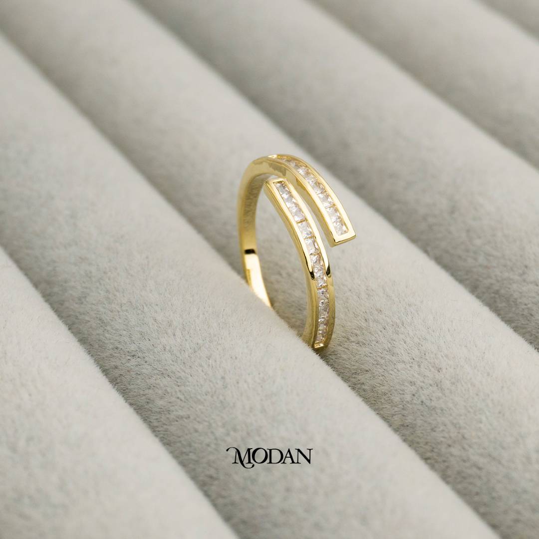 Baguette Bar Open Ring Cincin Terbuka Batang Baguette Hypoallergenic Gold Plated