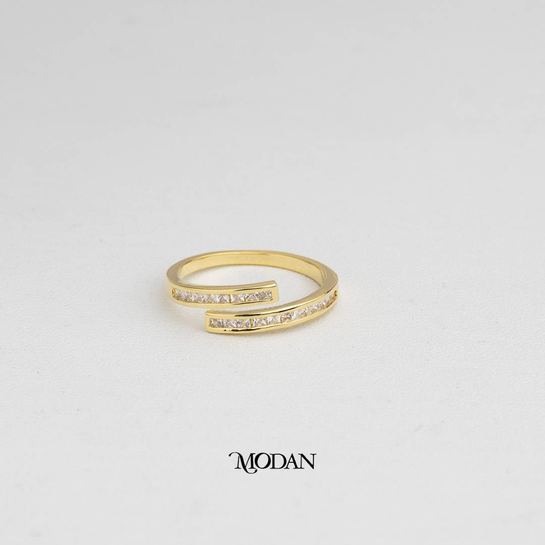 Baguette Bar Open Ring Cincin Terbuka Batang Baguette Hypoallergenic Gold Plated