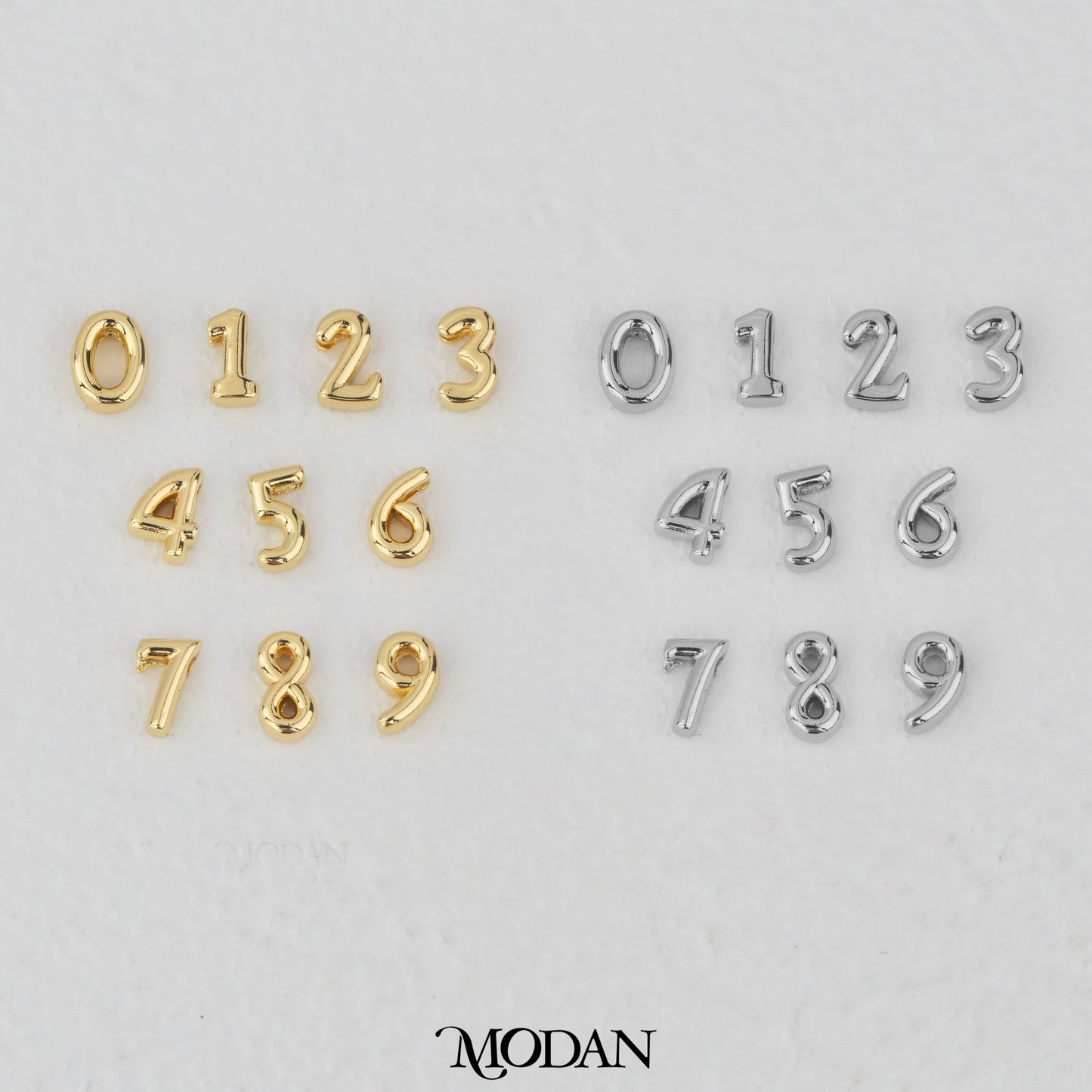 Mini Plain Numbers DIY Beads Charm Manik Liontin Kalung/Gelang Angka 0-9 Polos Hypoallergenic Gold Filled