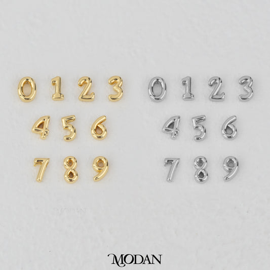 Mini Plain Numbers DIY Beads Charm Manik Liontin Kalung/Gelang Angka 0-9 Polos Hypoallergenic Gold Filled