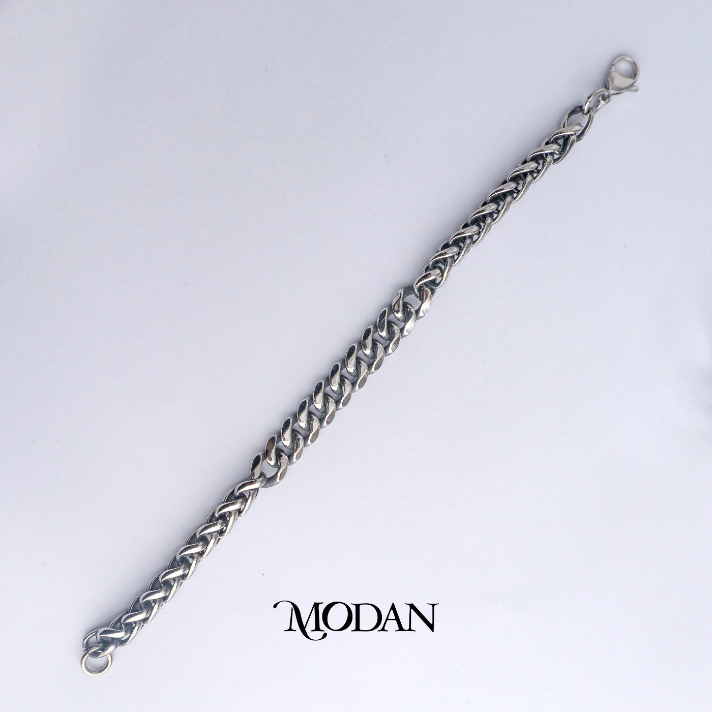 (20cm) Titanium Antique Miami Cuban Chain Men’s Bracelet Gelang Rantai Pria Hypoallergenic Stainless Steel