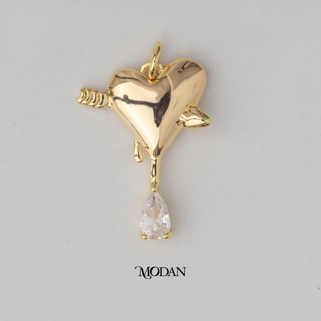Love Heart Arrow DIY Charm Liontin Hati Hypoallergenic Gold Plated