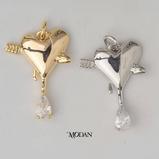 Love Heart Arrow DIY Charm Liontin Hati Hypoallergenic Gold Plated