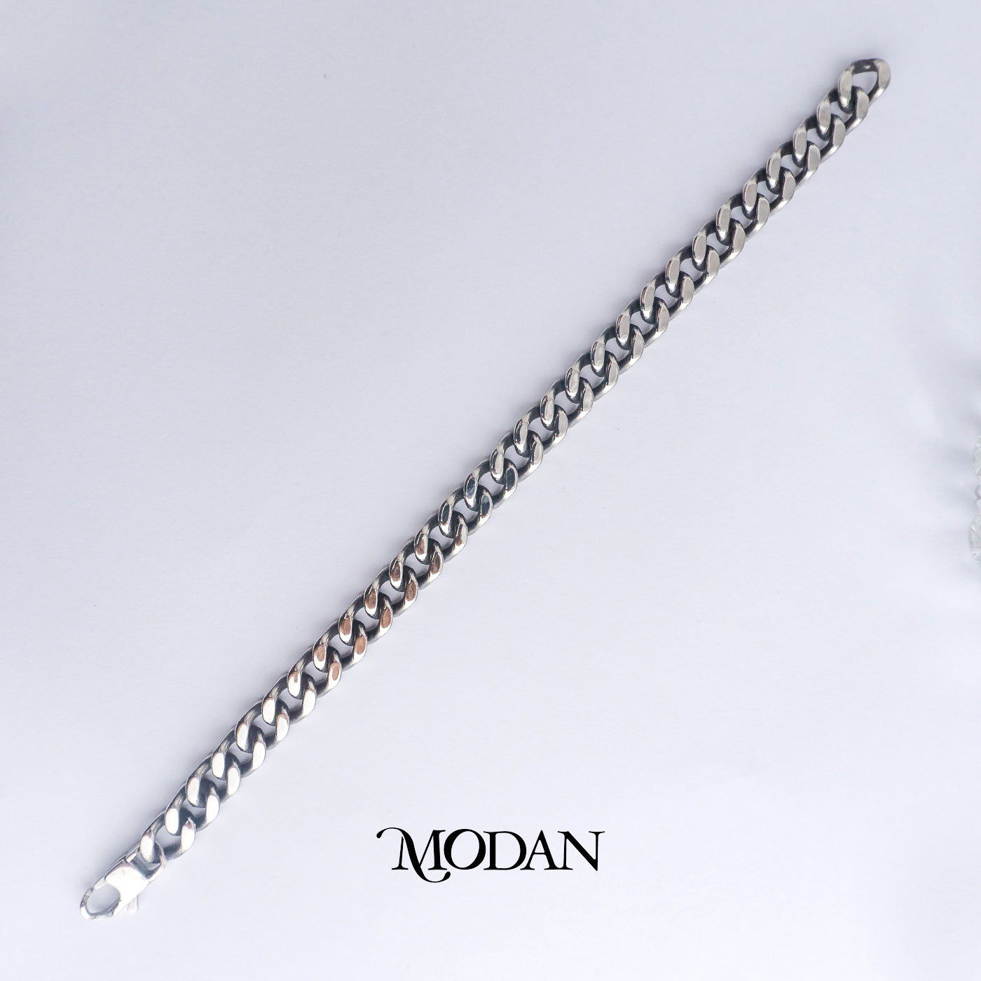 (21cm) Titanium Classic Cuban Chain Men’s Bracelet Gelang Rantai Pria Hypoallergenic Stainless Steel