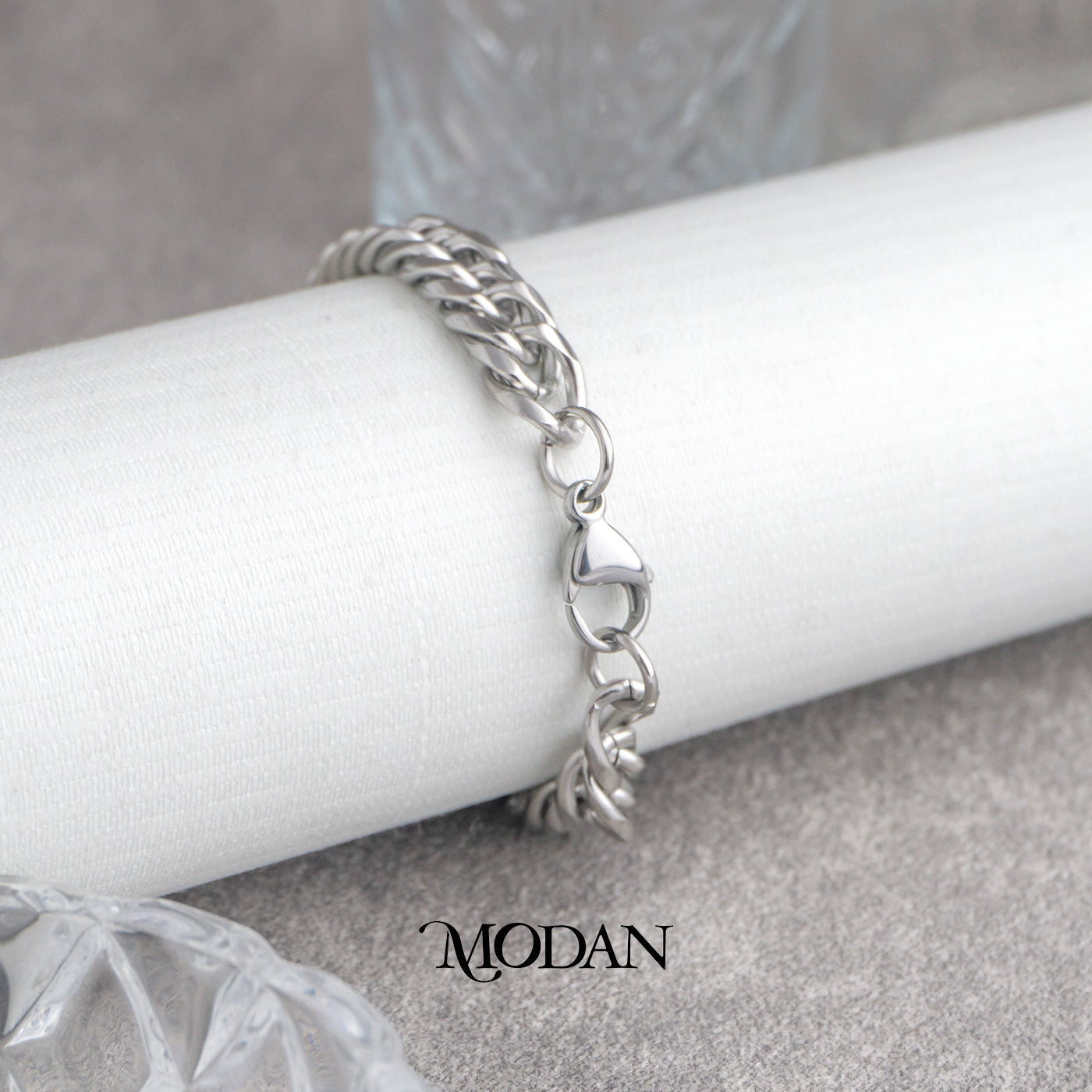 (22cm)(8mm) Titanium Miami Cuban Chain Men’s Bracelet Gelang Rantai Pria Hypoallergenic Stainless Steel