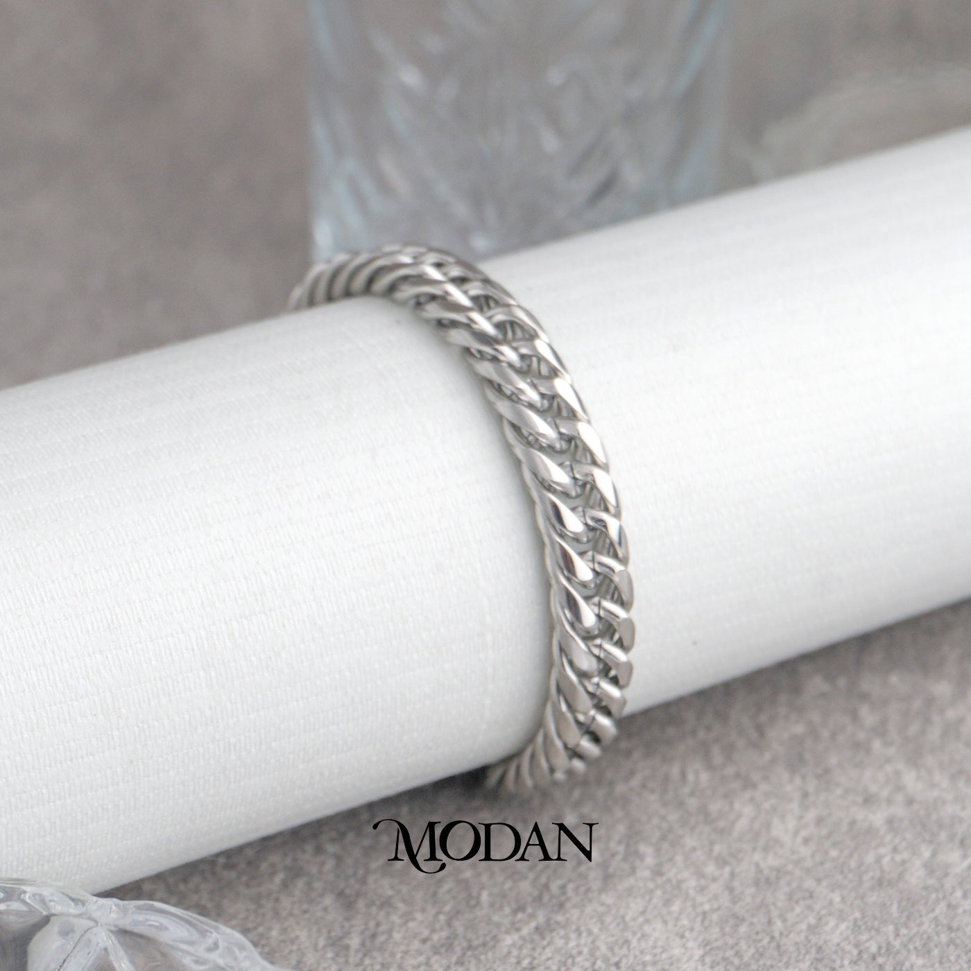 (22cm)(8mm) Titanium Miami Cuban Chain Men’s Bracelet Gelang Rantai Pria Hypoallergenic Stainless Steel