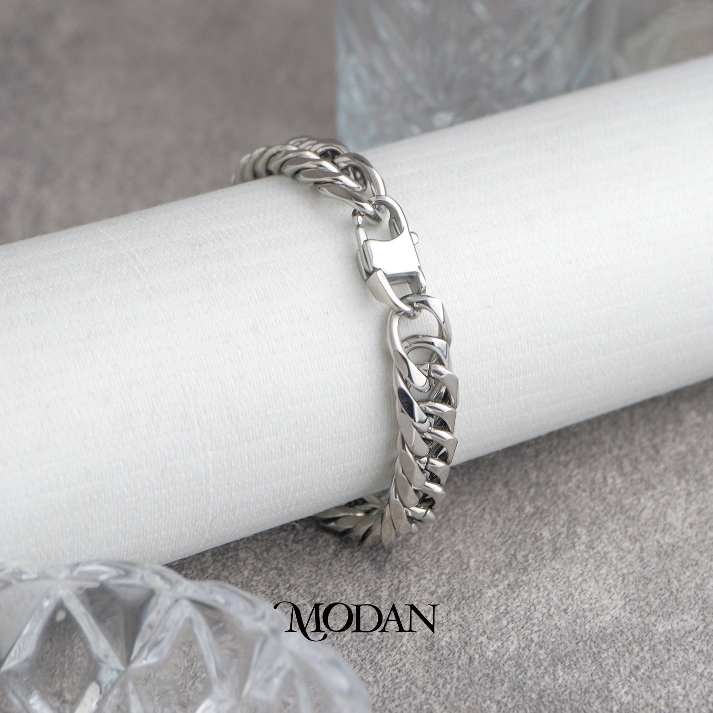 (21cm)(9mm) Titanium Miami Cuban Chain Men’s Bracelet Gelang Rantai Pria Hypoallergenic Stainless Steel