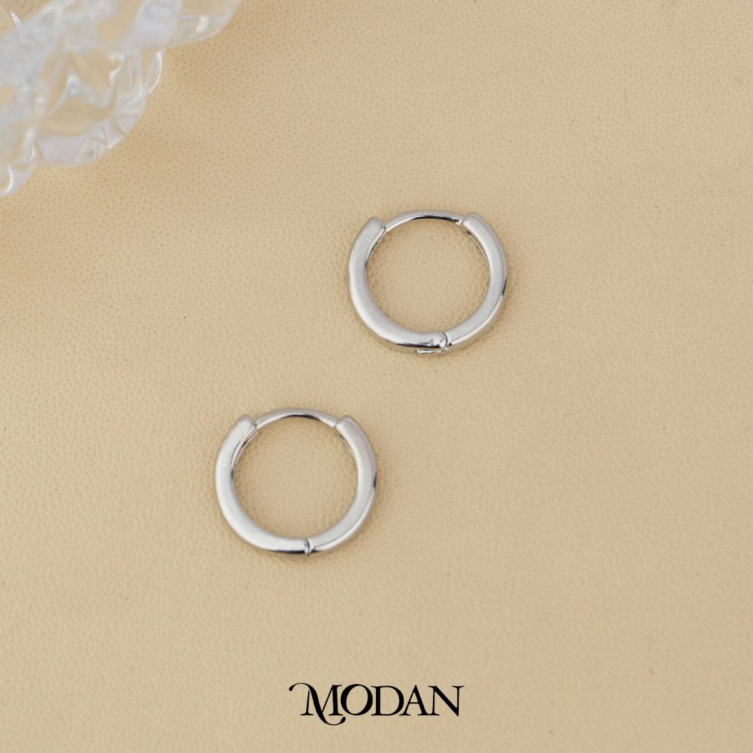 (2mm) Mini Silver Plain Hoop Earrings Anting Pesta Daun Semanggi Hypoallergenic Gold Filled
