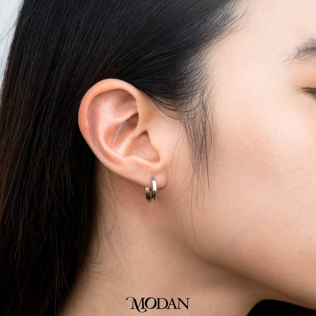 (2mm) Mini Silver Plain Hoop Earrings Anting Pesta Daun Semanggi Hypoallergenic Gold Filled
