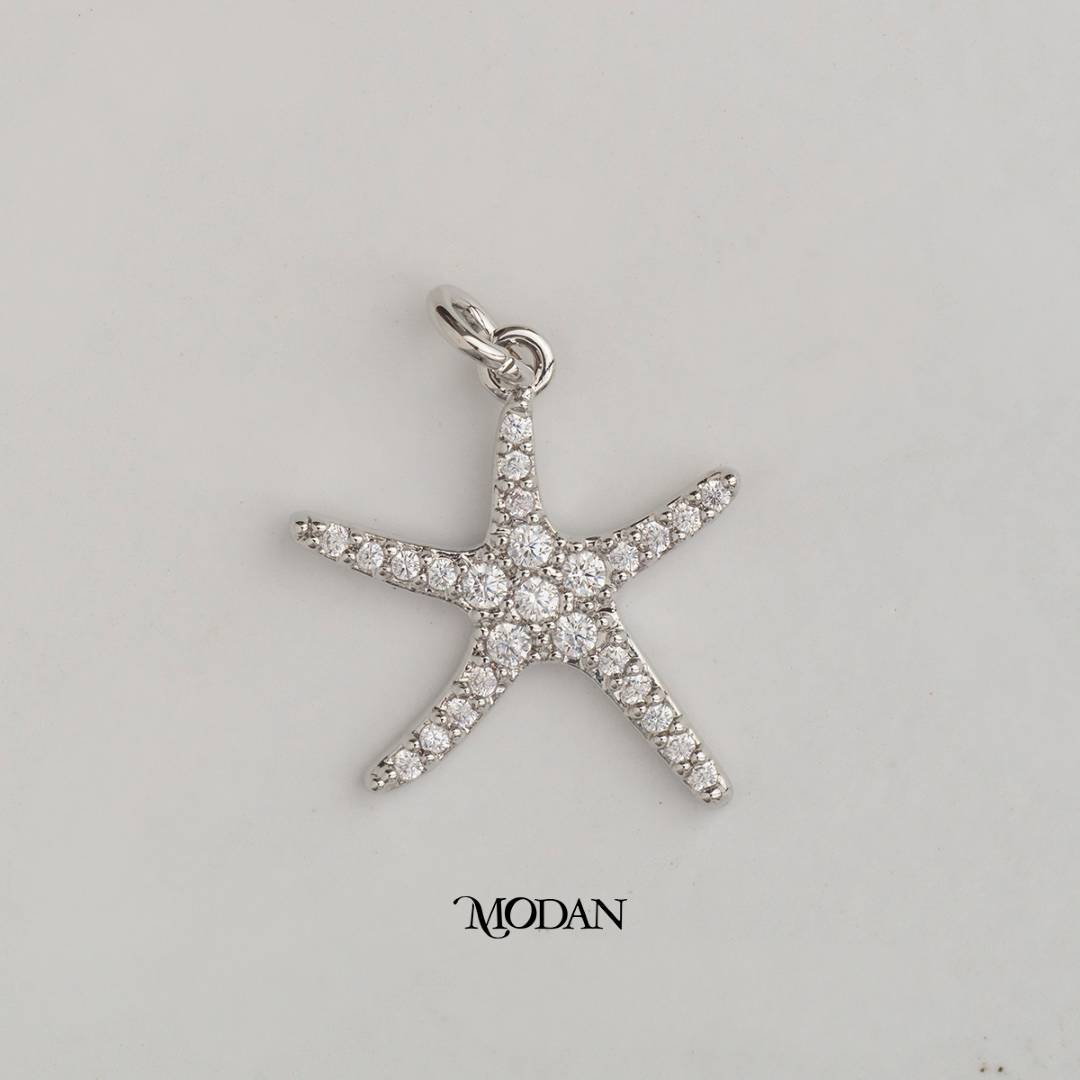 Micro Paved Star Fish Ocean DIY Charm Liontin  Bintang Laut Hypoallergenic Gold Plated