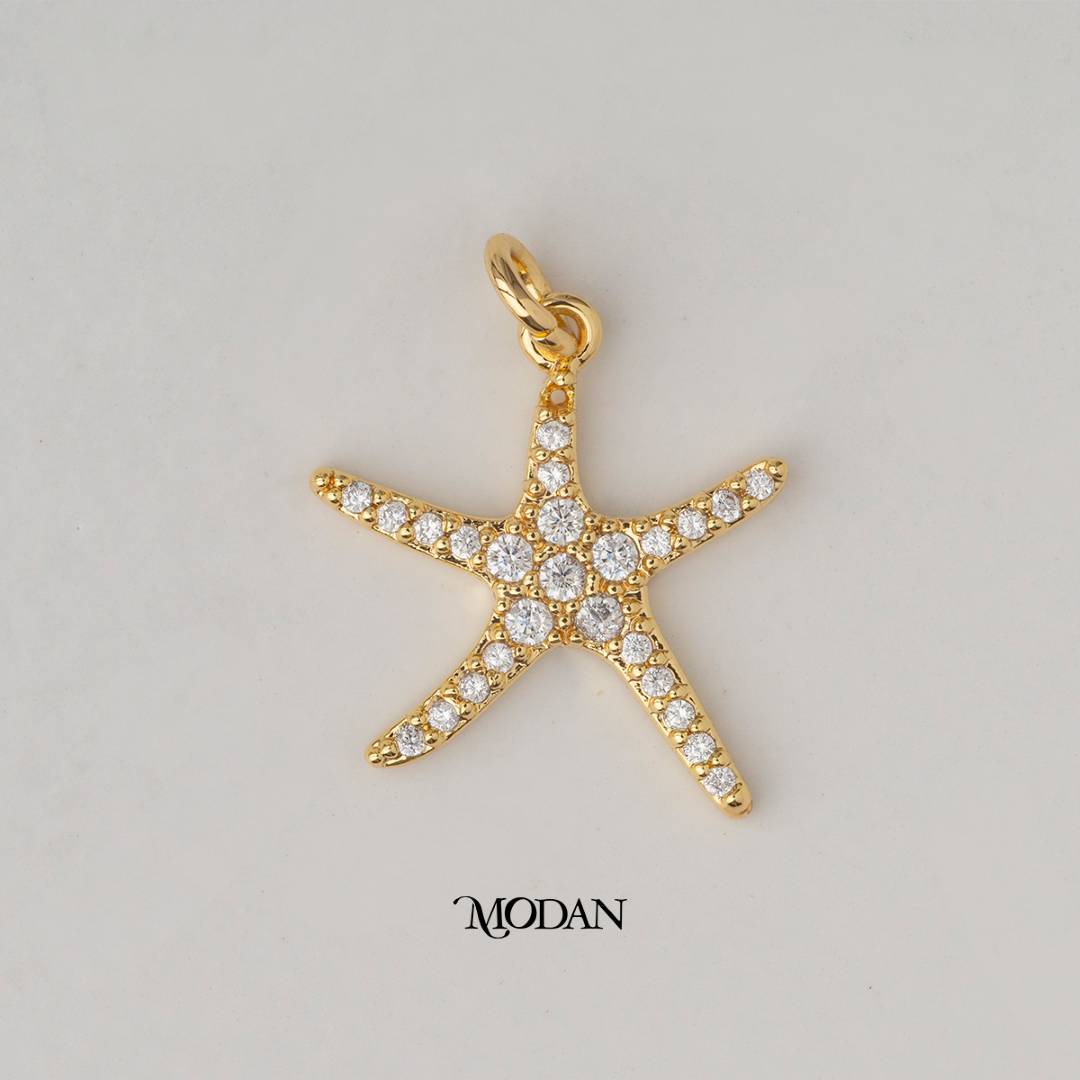 Micro Paved Star Fish Ocean DIY Charm Liontin  Bintang Laut Hypoallergenic Gold Plated