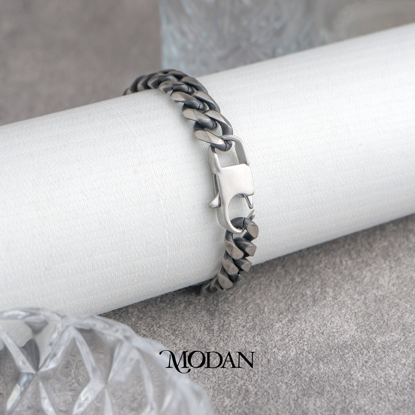 (21cm) Titanium Chunky Cuban Chain Men’s Bracelet Gelang Rantai Pria Hypoallergenic Stainless Steel