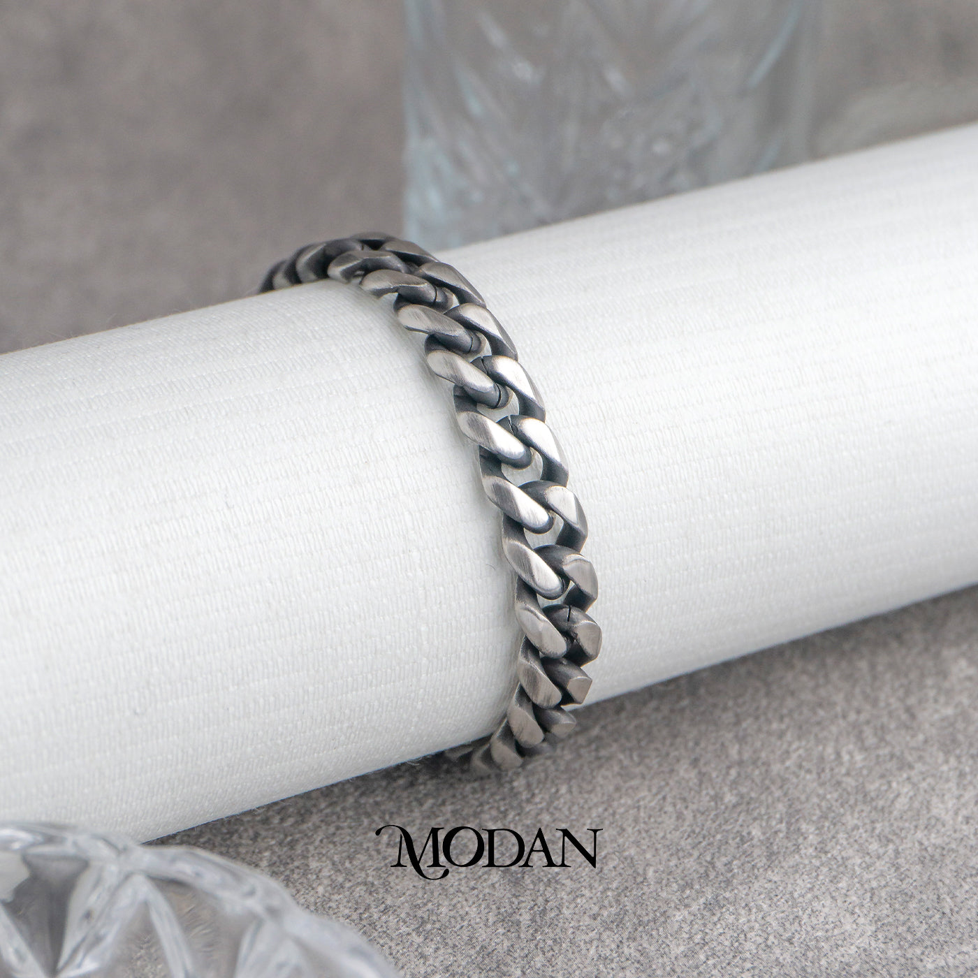 (21cm) Titanium Chunky Cuban Chain Men’s Bracelet Gelang Rantai Pria Hypoallergenic Stainless Steel