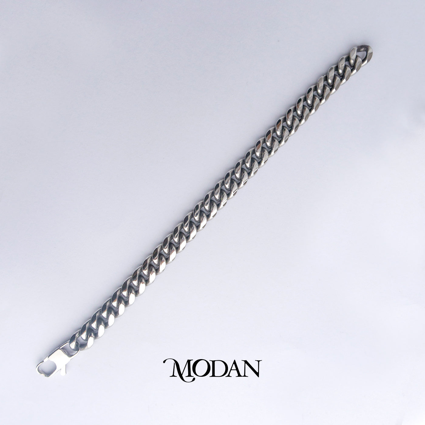 (21cm) Titanium Thick Wide Miami Cuban Chain Men’s Bracelet Gelang Rantai Pria Hypoallergenic Stainless Steel