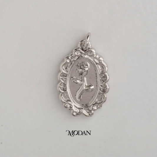 Rose Flower Oval DIY Charm Liontin Bunga Mawar Hypoallergenic Gold Plated
