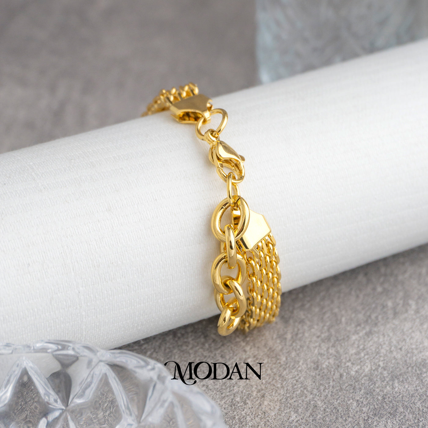 Titanium Men’s Golden Mesh Chain Gelang Rantai Pria Hypoallergenic Stainless Steel
