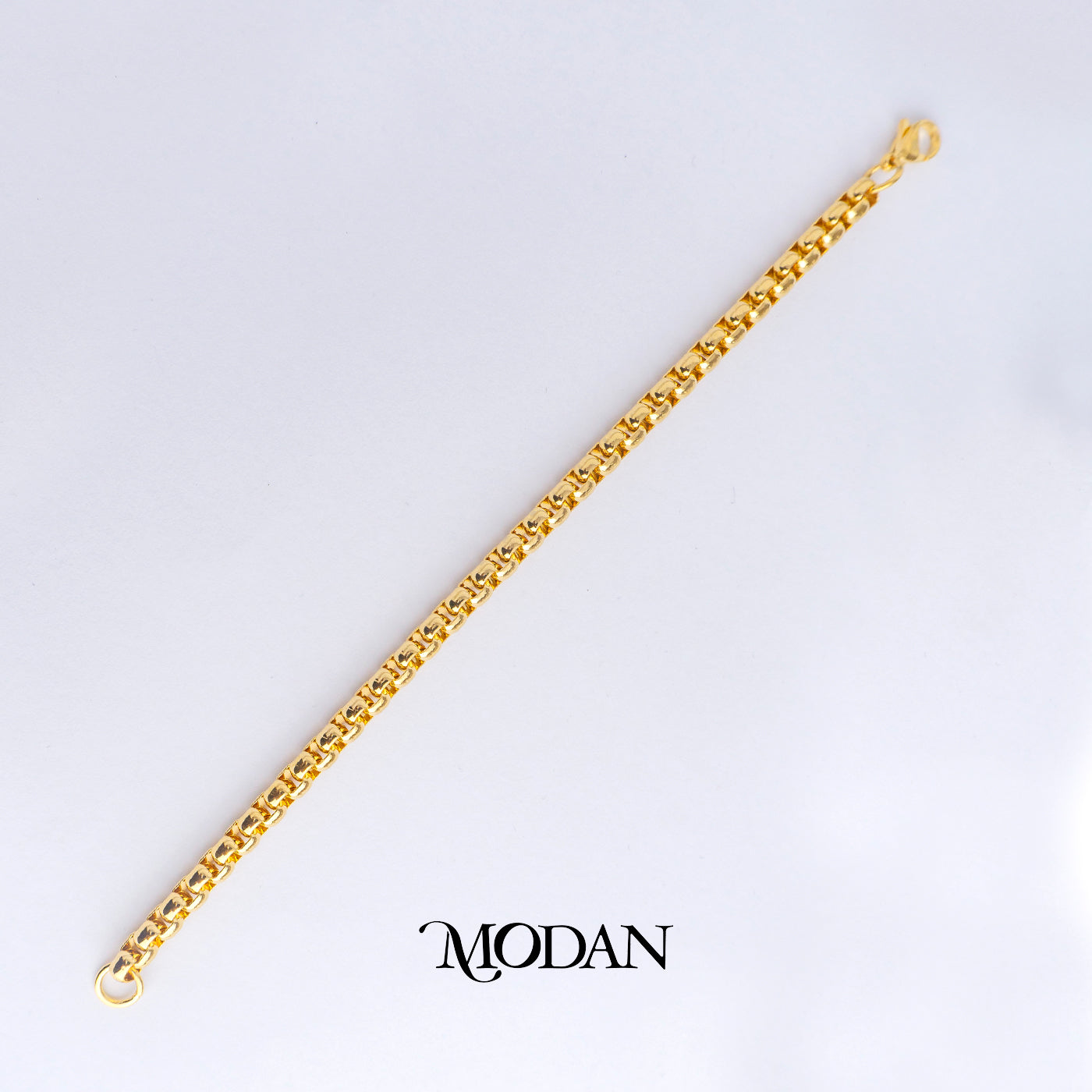 (20cm) Titanium Golden Box Chain Men’s Bracelet Gelang Rantai Pria Hypoallergenic Stainless Steel