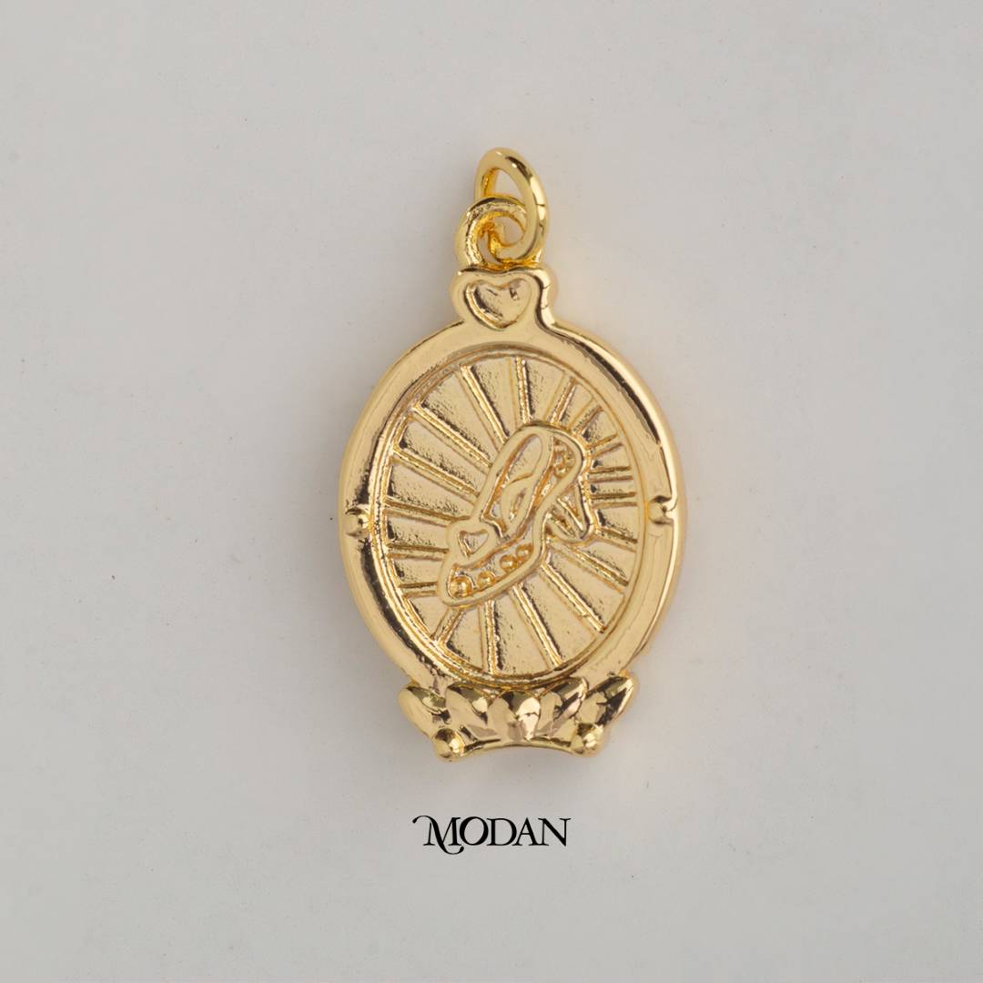 Glass Slipper Double Sided DIY Charm Liontin Princess Sepatu Kaca Hypoallergenic Gold Filled