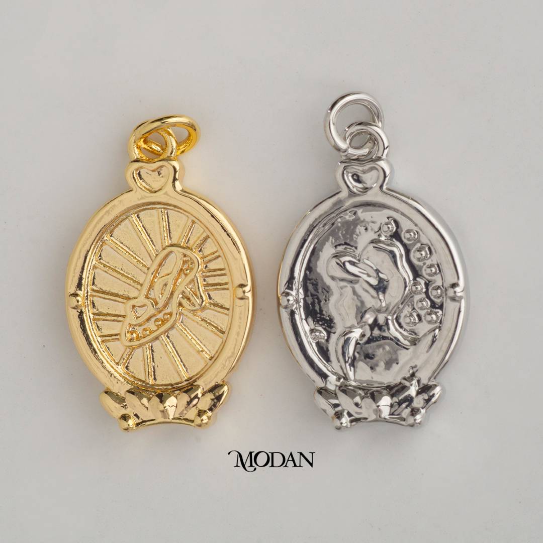 Glass Slipper Double Sided DIY Charm Liontin Princess Sepatu Kaca Hypoallergenic Gold Filled